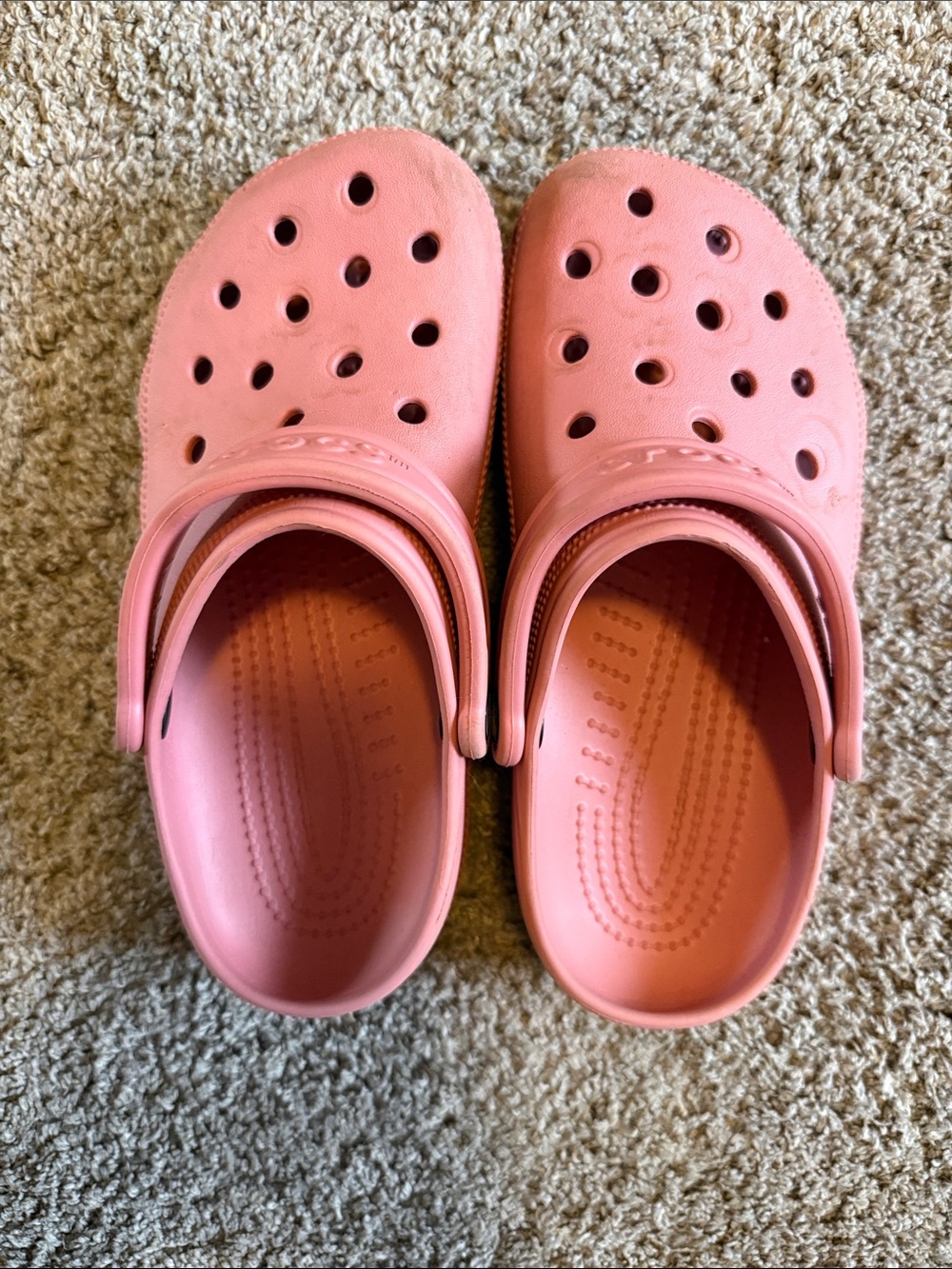 CROCS Coral Pink Classic Clog Sandals with Heel Strap